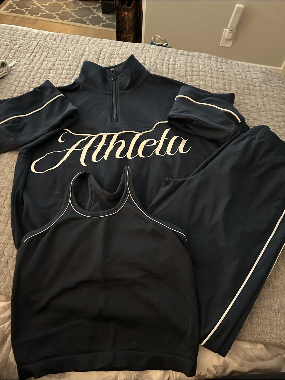 Athleta Girl Navy Pants and Sweatshirt set in size Large/ 12